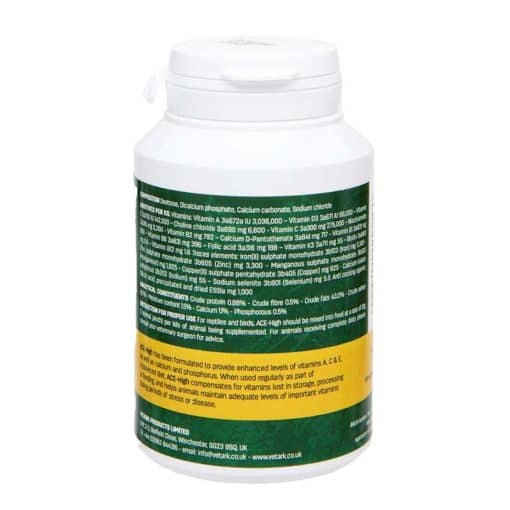 Vetark ACE High Multivitamin Supplement For Reptiles and Birds - Specially Enhanced With Vitamins A, C and E. Provides Essential Support For your Pets During Times Of Stress, Illness or Disease.